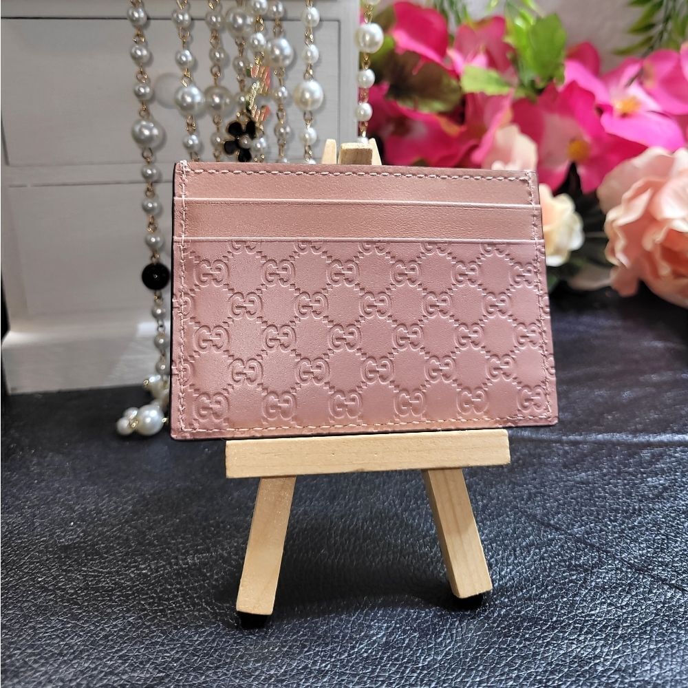 GUCCI Microguccissima Card Holder Soft Pink IN NEW CONDITION - Picture 3 of 13